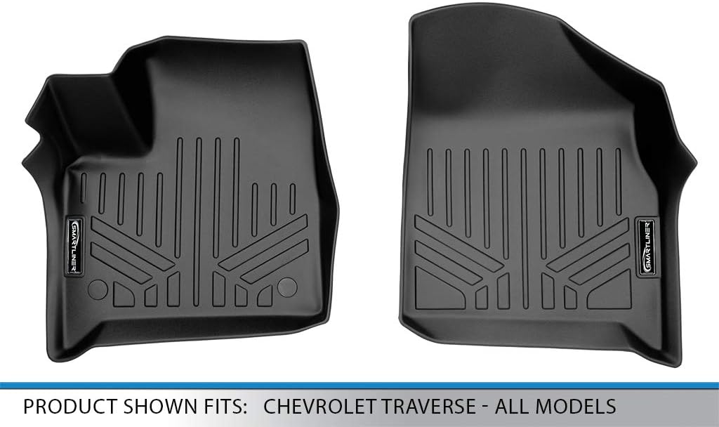 SMARTLINER Custom Fit Floor Mats 1st Row Liner Set Compatible with 2018-2023 Chevrolet Traverse