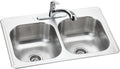 Dayton Stainless Steel 33' x 22' x 8-1/16', 3-Hole Equal Double Bowl Drop-in Sink and Faucet Kit
