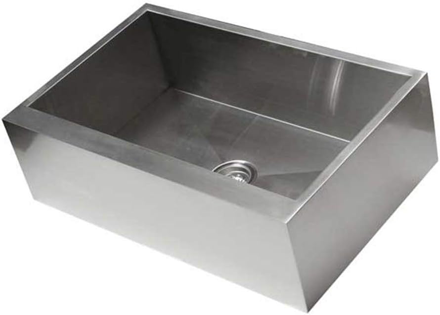 Contemporary Durable Zero Radius 16 Gauge Stainless Steel Single Bowl Apron Front Farmhouse Kitchen Sink with Lift-out Basket Strainer (36 Inch Flat Front)