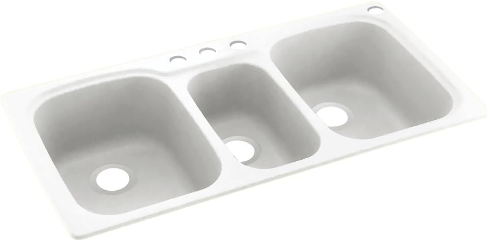 Swanstone KS04422TB.010-4 4-Hole Solid Surface Kitchen Sink, 44' x 22', White