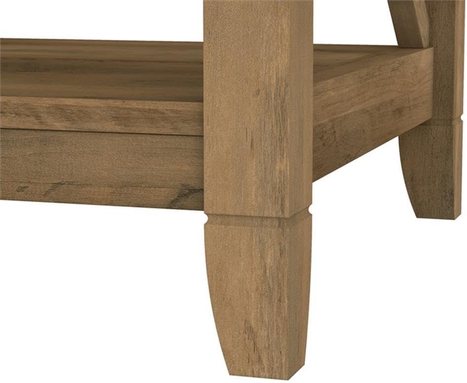 Bush Home Key West Console Table with Drawers and Shelves in Reclaimed Pine, Living Room Storage Solution with Shelving for Media and Books