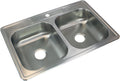 Transolid STDE33226-1 Select 33-in x 22 1/64-in x 6-in Double Basin Drop-in Stainless Steel Kitchen Sink with 1 Faucet Hole