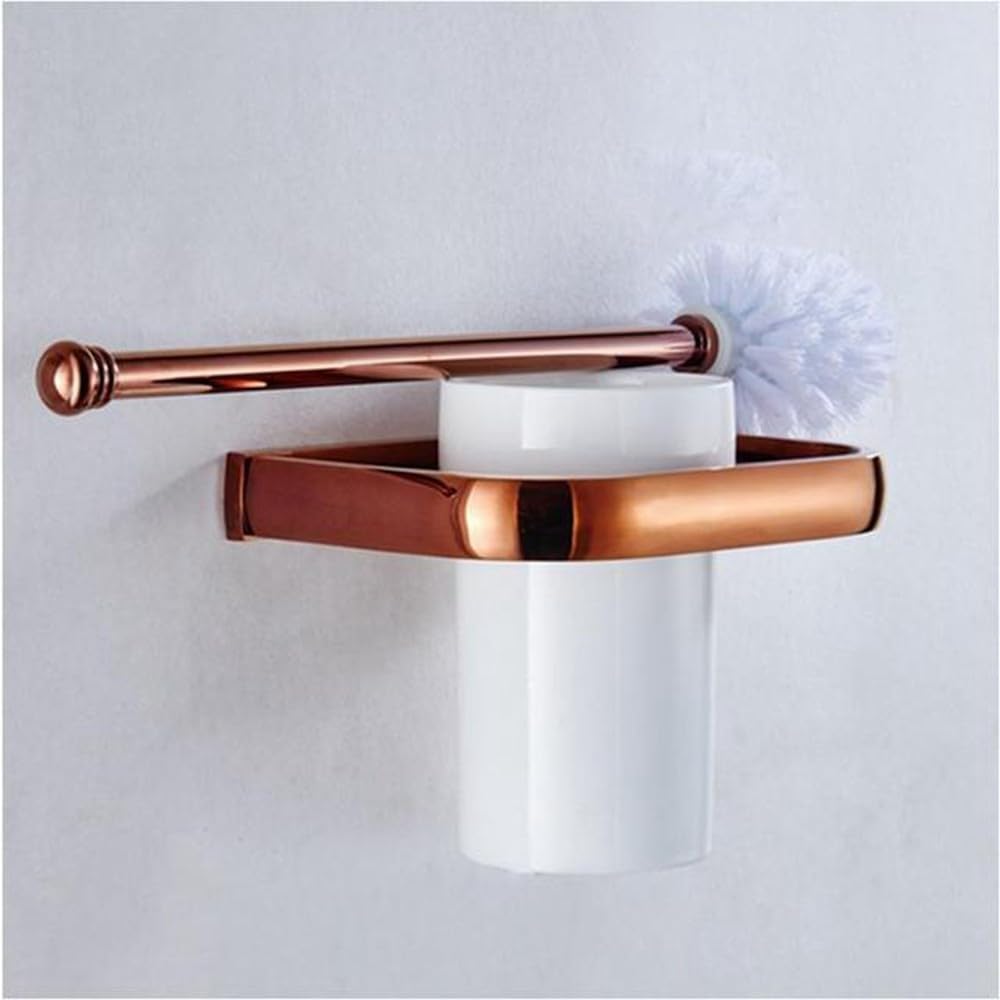 Biggers Luxury Rose Gold Copper Bathroom Accessories Set Paper Holder Towel bar soap Dish Tumbler Holder,Toilet Brush Holder