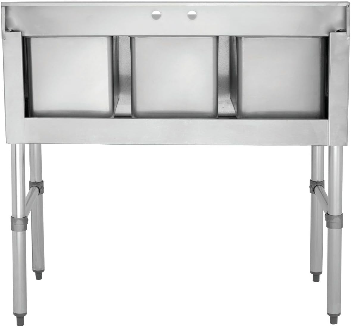 Kratos Commercial Restaurant Sink, 3-Bowl Underbar Compartment Sink with 2 Drainboards, 60'x18.75' (29N-036)