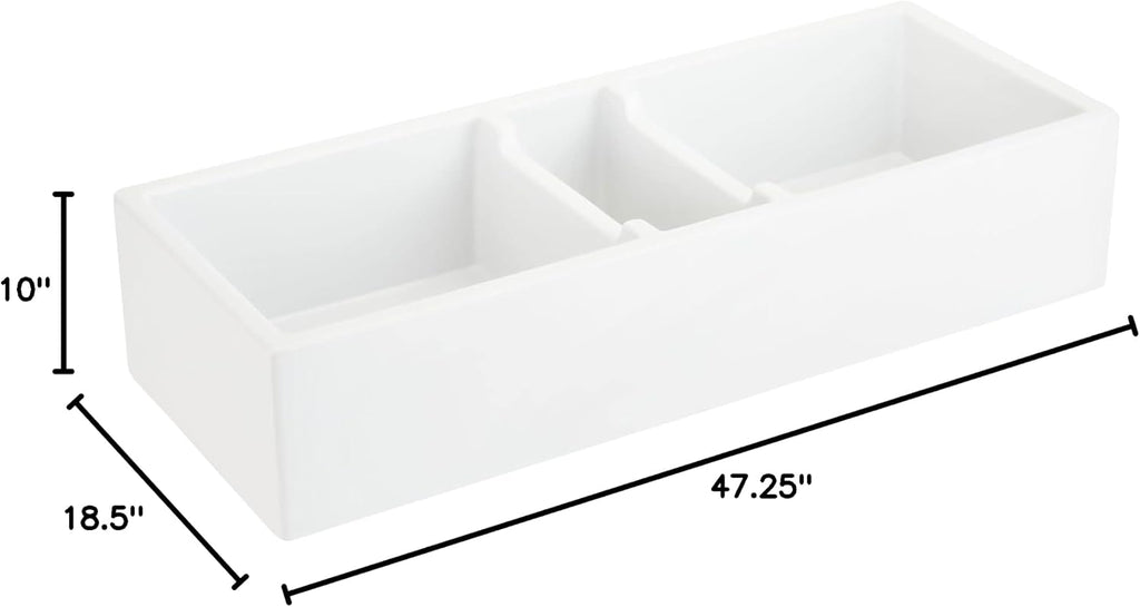 Signature Hardware 480268 Tethra 47' Farmhouse Triple Basin Fireclay Kitchen Sink