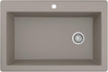 Karran QT-670 Drop-In/Top Mount 33' Single Bowl Granite Quartz Composite Kitchen Sink in Concrete, Right Side Drain, Extra Deep 9' Basin, Heat & Scratch Resistant, Sound Dampening