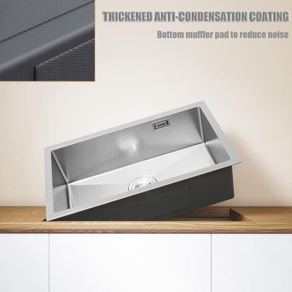 Kitchen Sinks, Sussingle Bowl Kitchen Sink Brushed Bar Prep Sink Rv Sink Laundry Tub for Indoor Outdoor with Faucet & Drain Assembly Drop in or Undermount (A-68 * 45 * 21Cm