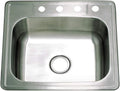 Kingston Brass Gourmetier GKTS25228 Studio Self Rimming Single Bowl Sink, 25-Inch L × 22-Inch W × 8-Inch H, Brushed Stainless Steel
