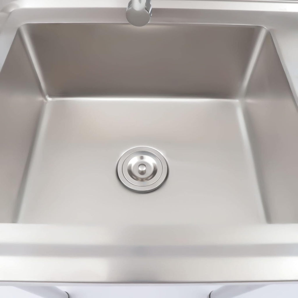 1 Compartment Commercial Sink, Stainless Steel Sink With Faucet&Drain Strainer Indoor Free Standing Sink for Kitchen, Garage, and Restaurant Washing Hand Table