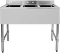 HALLY 3 Compartment Sink of Stainless Steel NSF Commercial Utility Basin with 10' L x 14' W x 10' D Bowl for Bar, Restaurant, Kitchen, Hotel and Home