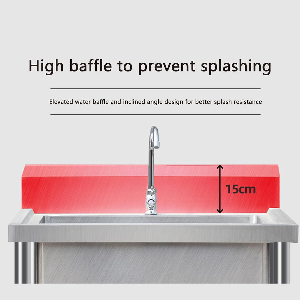 Sink Free Standing Single Bowl Kitchen Sink with Cold and Hot Water Pipe Stainless Steel Sink for Laundry Room Bathroom Farmhouse(