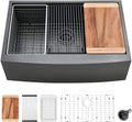 24 Inch Black Farmhouse Sink Workstation-VASOYO 24x22 Apron Front Farmhouse Kitchen Sinks Black Stainless Steel 16 Gauge Deep Single Bowl Farm Sink Undermount with Cutting Board