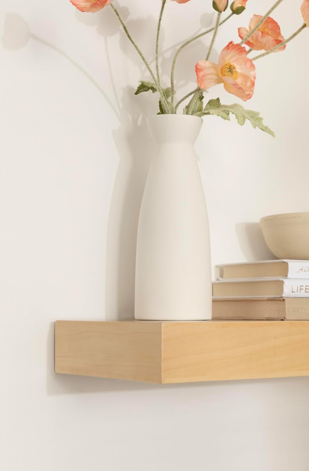 Kate and Laurel Havlock Modern Wood Two-Piece Floating Corner Shelf Set, 26 x 8 x 3, Natural Wood, Wooden Corner Shelving with Unique Geometric Shape for Living Room Decor or Entryway Storage