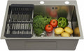 Single Bowl Kitchen Sink Built-in Stainless Steel Sink Thickened One-Piece Stretch Sink with Drain Basket Large-Diameter Drain Ideal for Bathroom or Kitchen 75 * 40cm