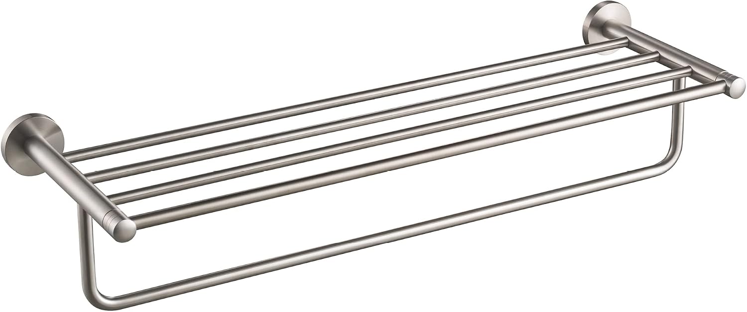 KRAUS Elie Bathroom Shelf with Towel Bar, Brushed Nickel Finish, KEA-18842BN