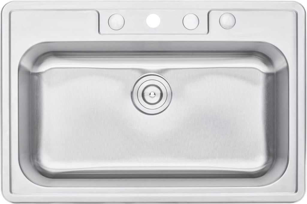 CozyBlock 33' Stainless Steel Drop In/Topmount Single Bowl Kitchen Sink (Sink Only)
