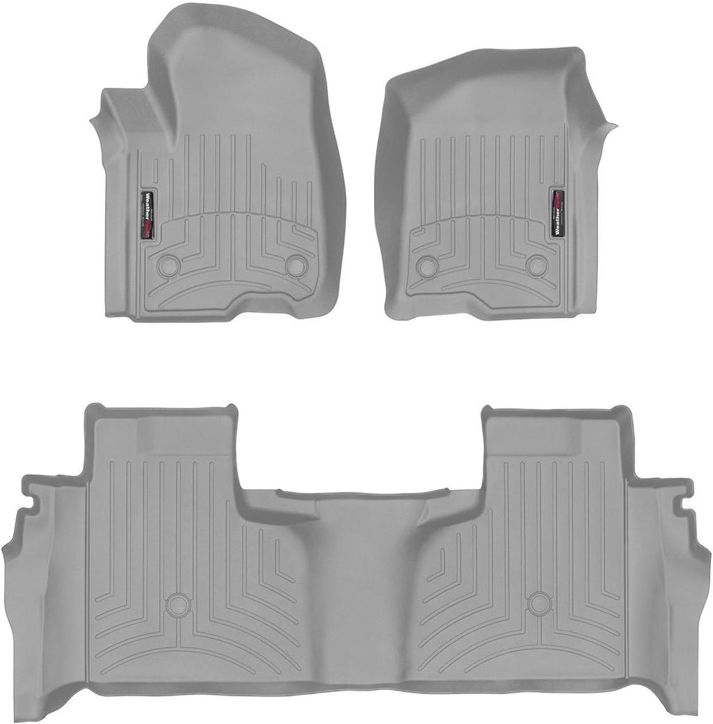WeatherTech Custom Fit FloorLiners for GMC Sierra 1500, Silverado 2500HD/3500HD, Silverado 1500-1st & 2nd Row (461436-1-9), Grey