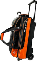 Pyramid Path Triple Premium Deluxe Roller Bowling Bag With Extra Large Separate Shoe Compartment (Up To US Mens Size 16) and 5 Accessory Pockets, 5' Wheels, Retractable Locking Handle - Extends to 42'