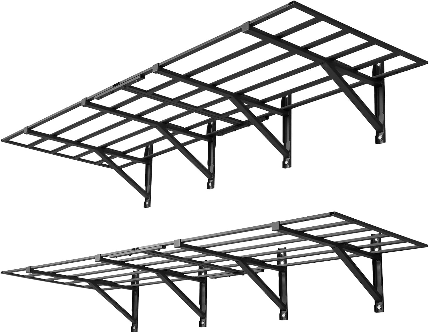 VEVOR 2-Pack Heavy Duty Garage Wall Shelving, 2 x 6 ft Steel Wall Mounted Shelving Unit, 24 x 72 Inch Per Shelf Floating Storage Metal Rack for Garage, 1600 lbs Total Weight Capacity