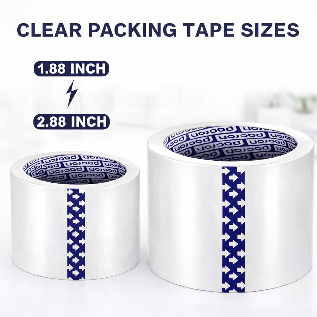 Clear Packing Tape 2 MIL Thick - 72 Heavy-Duty Wrapping Tape - 110-Yard Length, 7920 Total Yards 1.88-Inch Wide Strong Adhesive Rolls for Moving, Office Packaging, Storage Organization & Warehouse