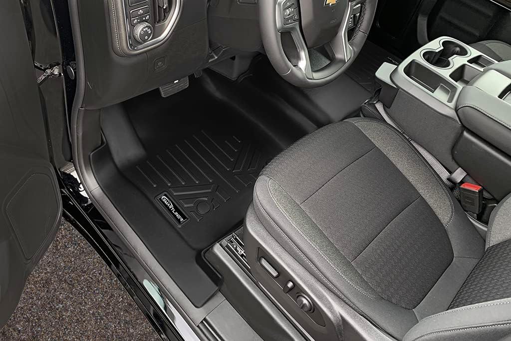 SMARTLINER All Weather Protection Custom Fit 2 Row Floor Mat Liner Set Compatible with 2019-2025 Chevrolet Silverado 1500