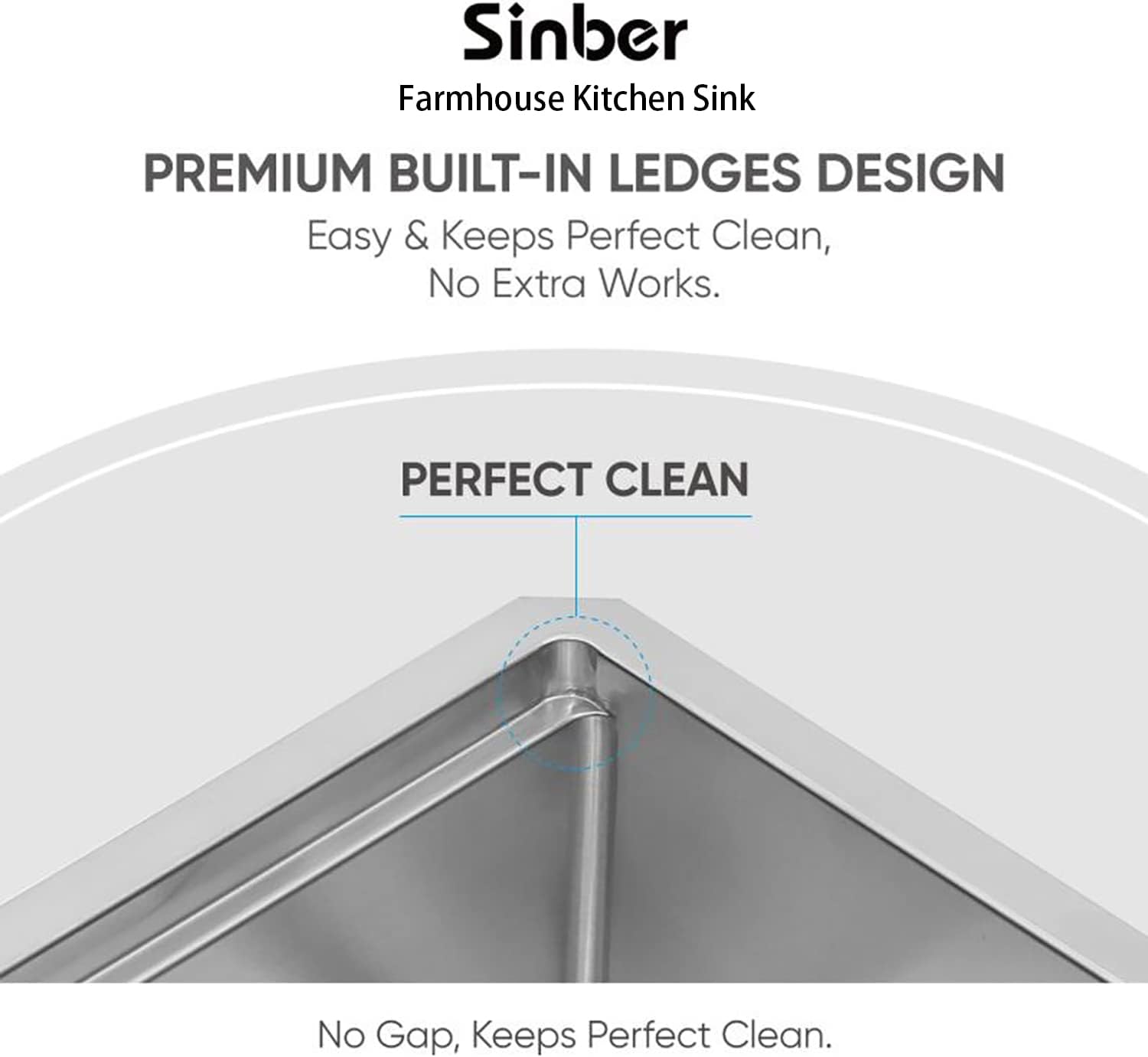 Sinber KSS0002S-OJ 30' x 19' x 10' Undermount Single Bowl Workstation Kitchen Sink with 16 Gauge 304 Stainless Steel Satin Finish 6 Accessories