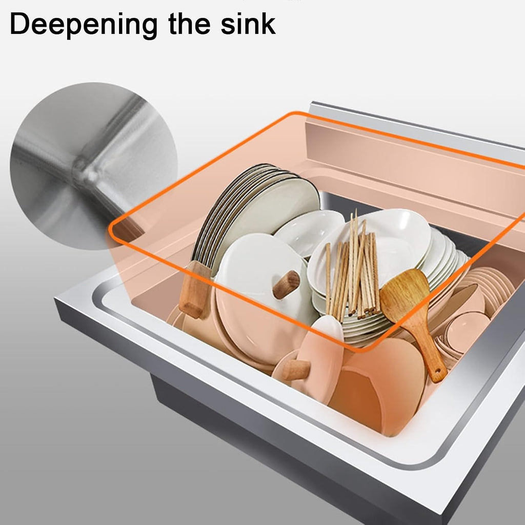 Triple-bowl Design Stainless Steel Sink Includes Accessories Beam-Reinforced Outdoor Sinks with Backrest H80cm (31.5') X-Flow Adjustable Feet Large Opening