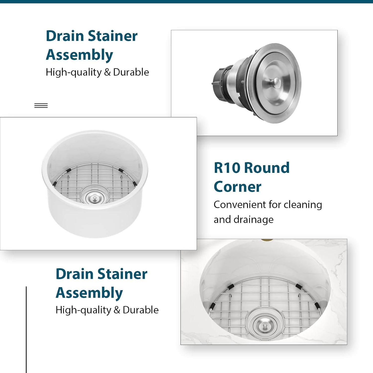 18 Undermount Bar Sink 18 x18 Inch Round bar Sinks Under Counter Sinks Whit Ceramic Bar Sink With Overflow