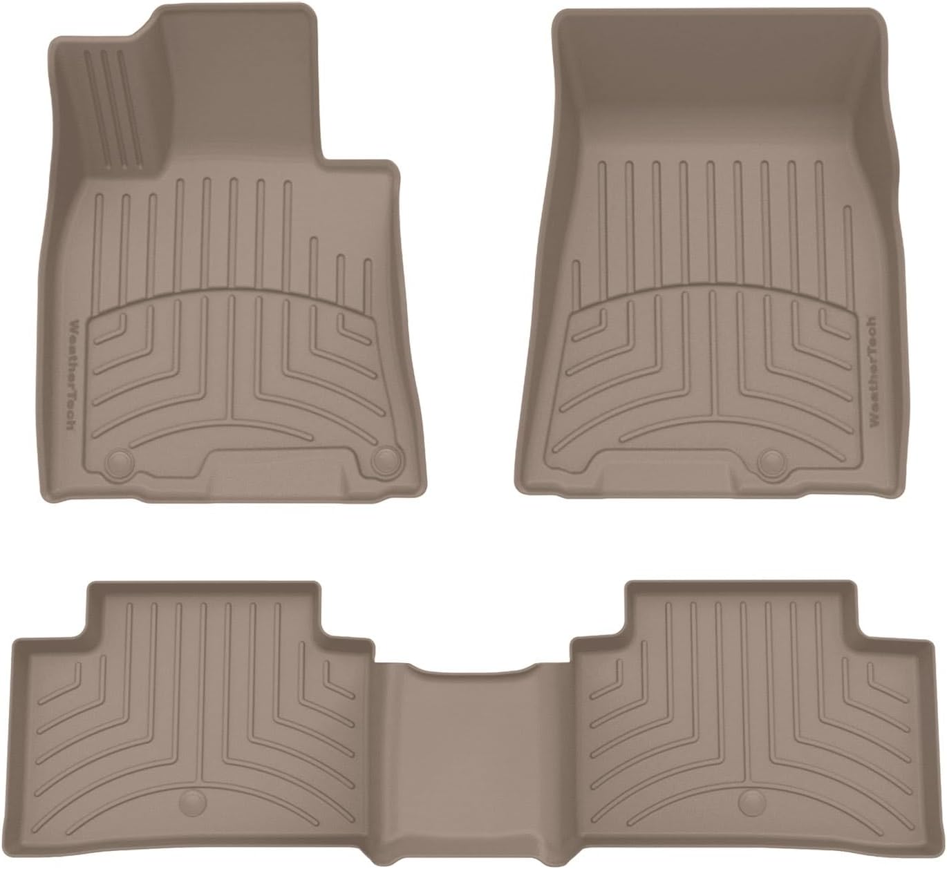 WeatherTech FloorLiner HP Custom Fit Floor Mats for Genesis GV70 1st & 2nd Row (451953-1-2IM), Tan