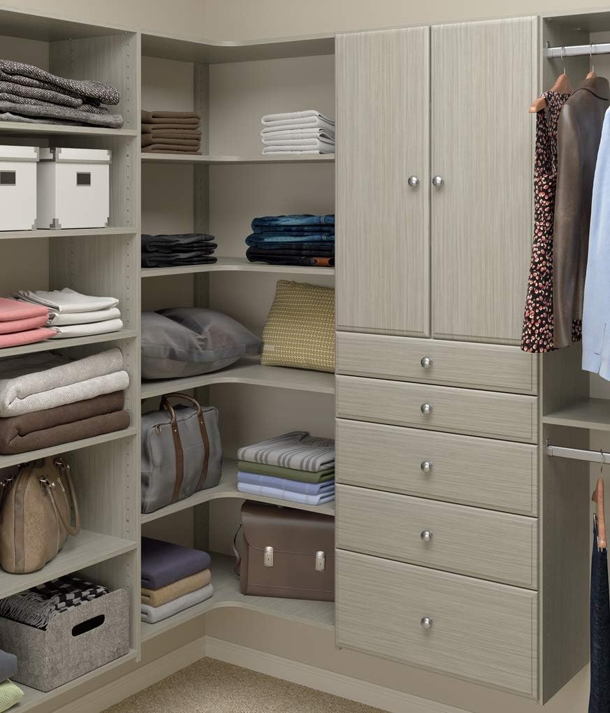 Easy Track Corner Shelves Closet Storage, 30'x30'-3 Pack, Weathered Grey
