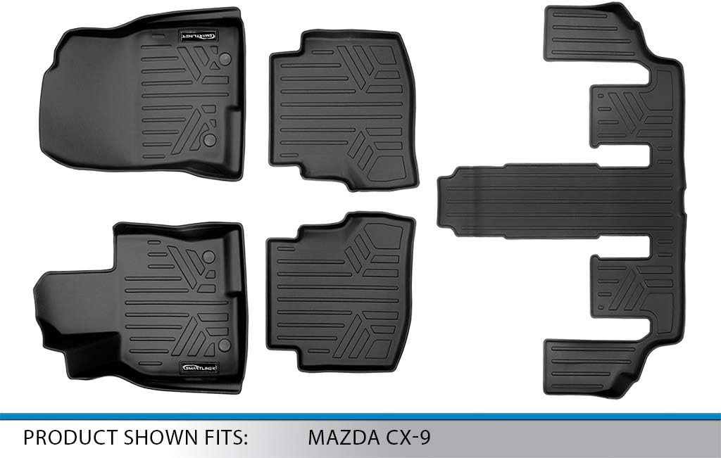 SMARTLINER 3 Row Floor Mat Liner Set Compatible with 2016-2023 Mazda CX9