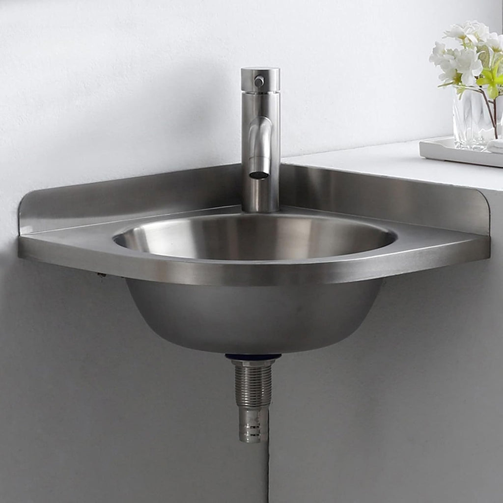 Wall-Mounted Sink, Single Bowl Kitchen Sinks, Utility Sink,Stainless Steel Triangle Basin, Wash Basin, for Kitchen, RV (Color : Silver, Size : F(32x32x45cm)) (Silver A(32x32x45cm))