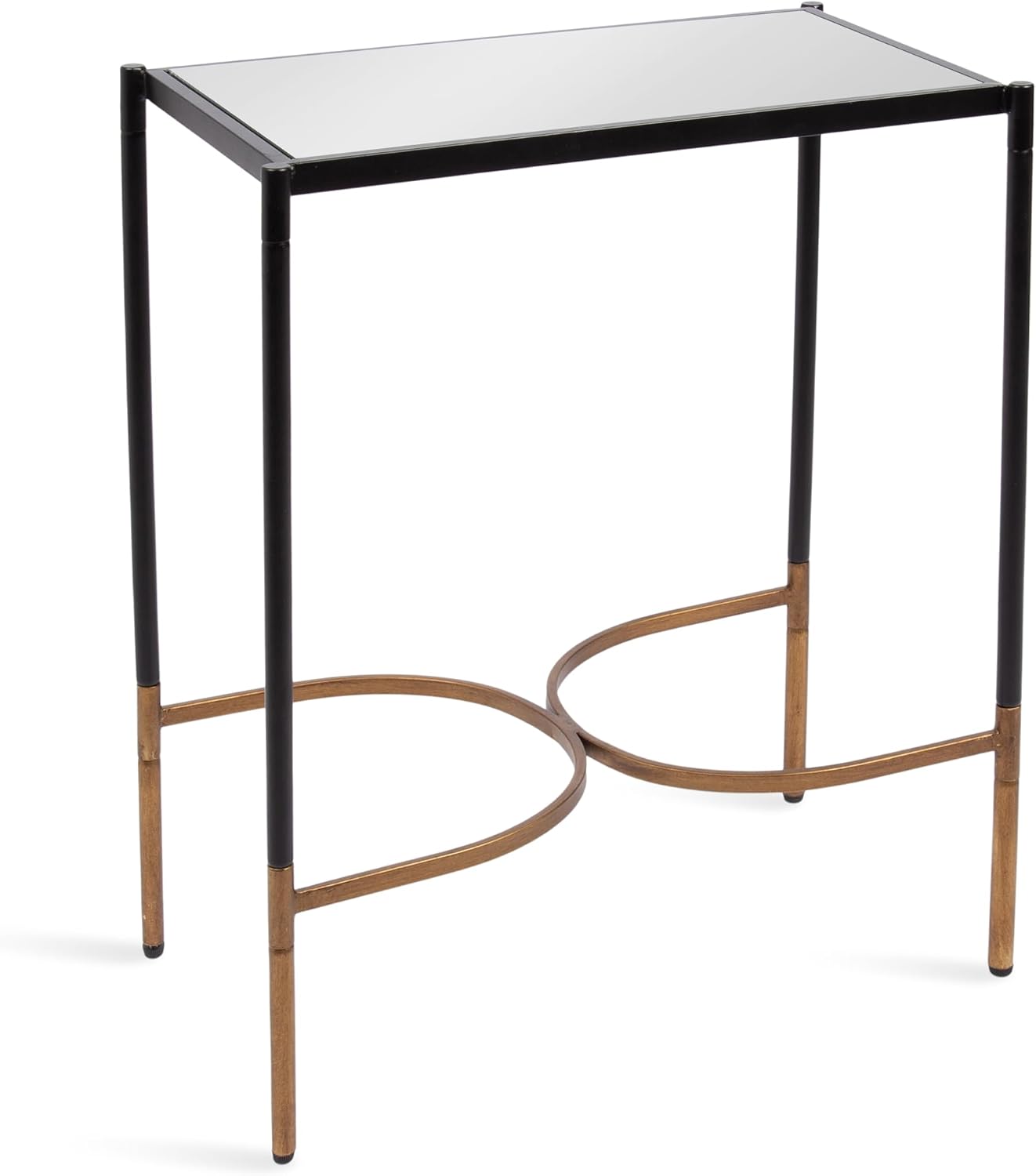 Kate and Laurel Catriona Modern Glam Metal Skinny Side Table, 19 x 11 x 24, Black and Gold, Rectangular Slim Living Room End Table with Geometric Base for Use as Bedroom Accent or Entryway Decor