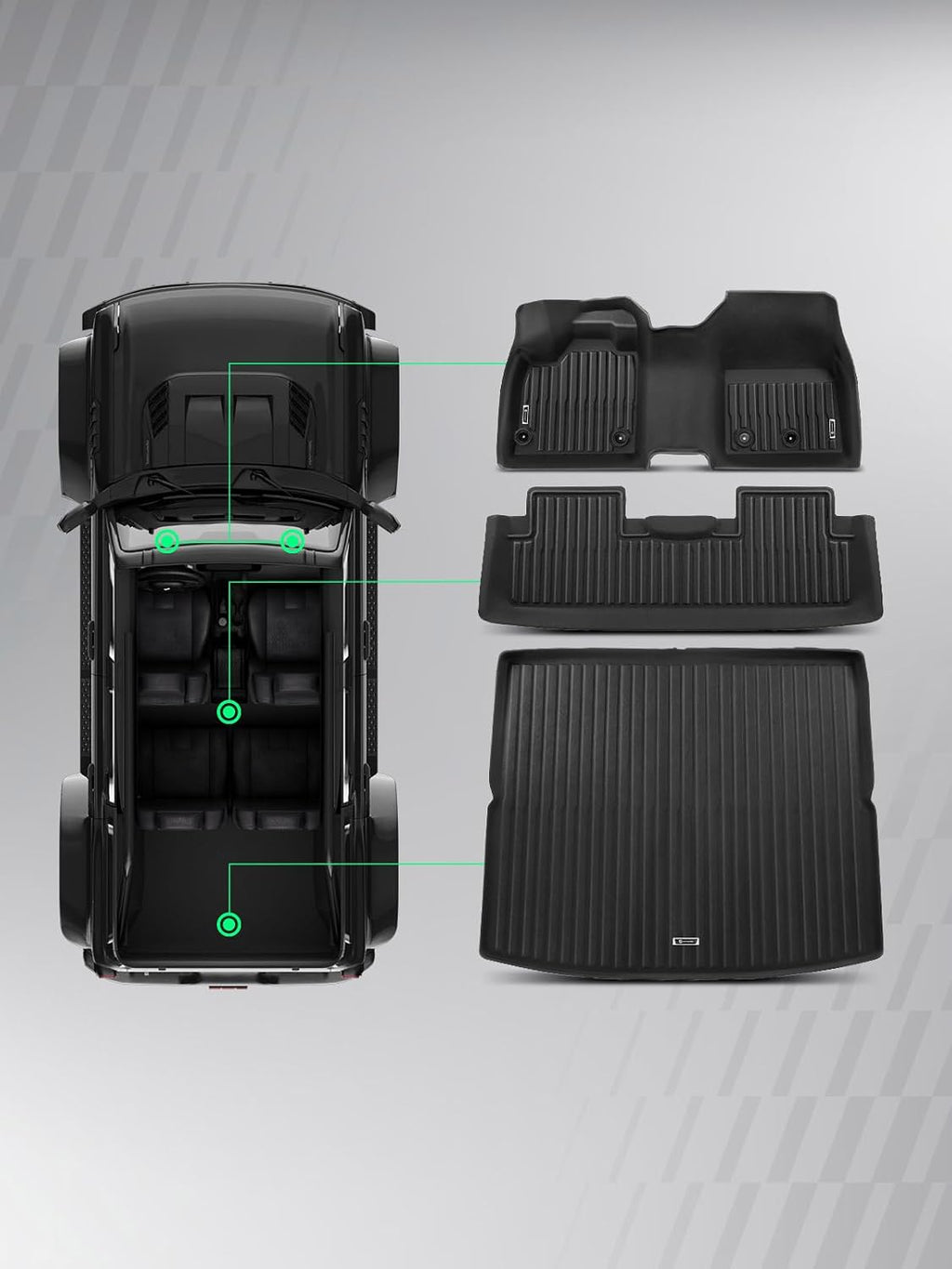 YHTAUTO Floor Mats & Cargo Mat Fit 2023-2026 Nissan Ariya, TPE All Weather Car Mats Waterproof Anti-Slip Odorless Floor Liner, Interior Accessories, 1st & 2nd Row & Trunk Mat, Set of 3