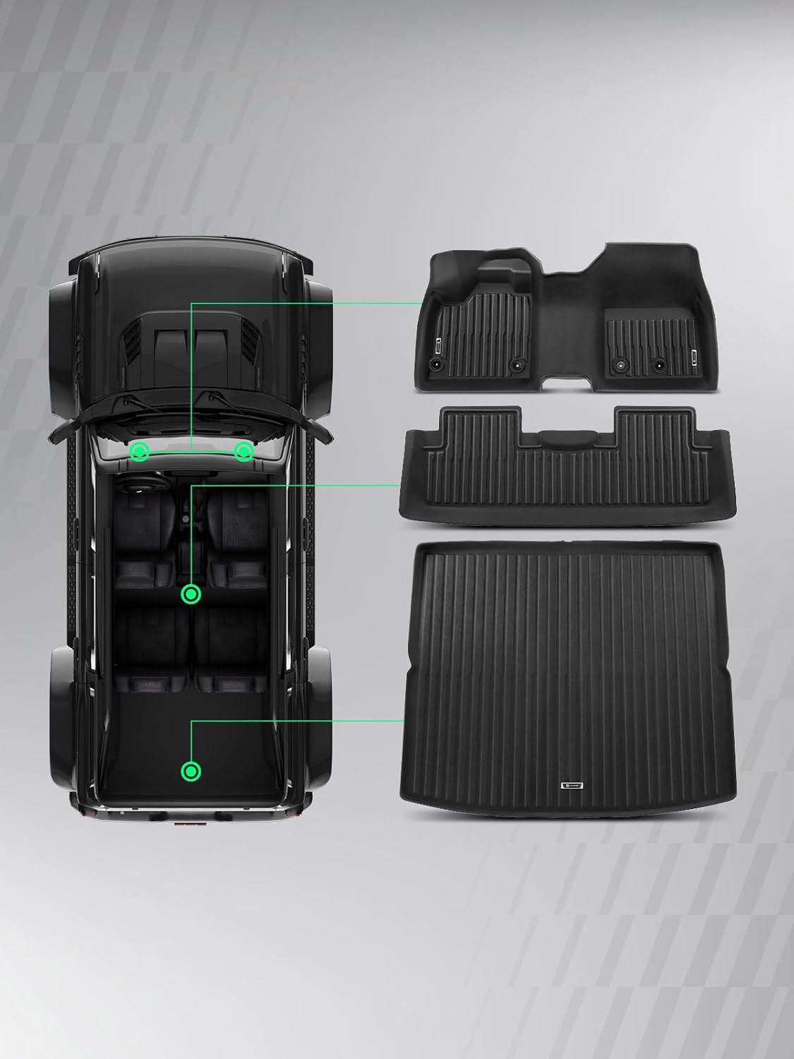 YHTAUTO Floor Mats & Cargo Mat Fit 2023-2026 Nissan Ariya, TPE All Weather Car Mats Waterproof Anti-Slip Odorless Floor Liner, Interior Accessories, 1st & 2nd Row & Trunk Mat, Set of 3