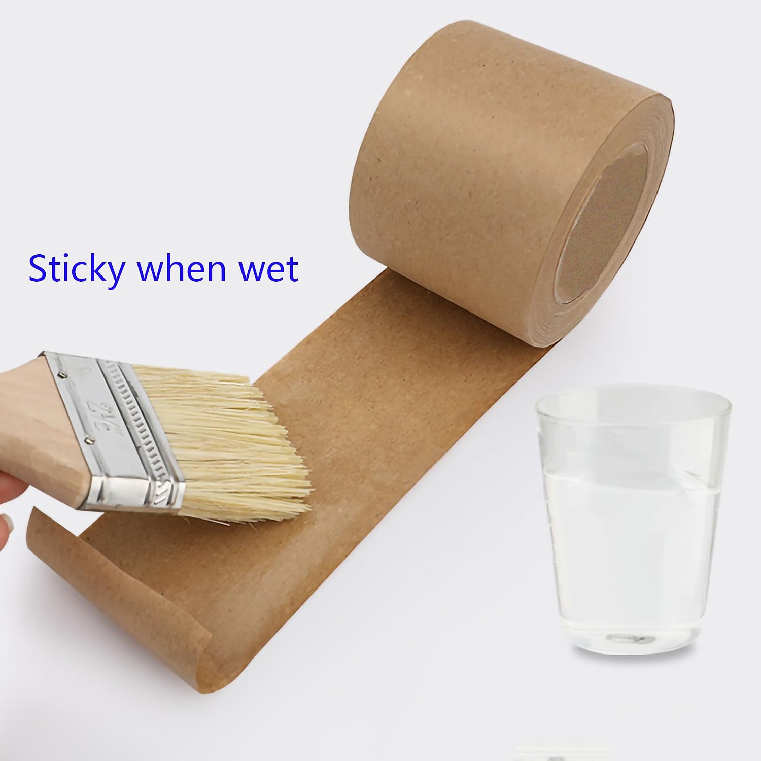 FixtureDisplays® 6 Rolls of Water Activated Reinforced Brown Kraft Paper Tape DIY Craft Box Packaging Sealing Tape 3' Wide 150 feet 1.5' Core 15723-6PK-1D
