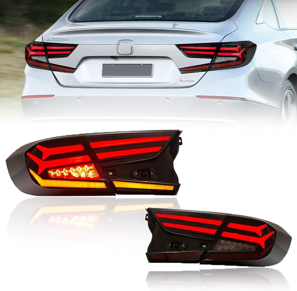 LED Tail Lights Assembly For Honda Accord 10th Gen 2018 2019 2020 2021 2022 2023 Fishbone Honda Accord taillight Assembly With Animation DRL Sequential Indicator Rear Lamps
