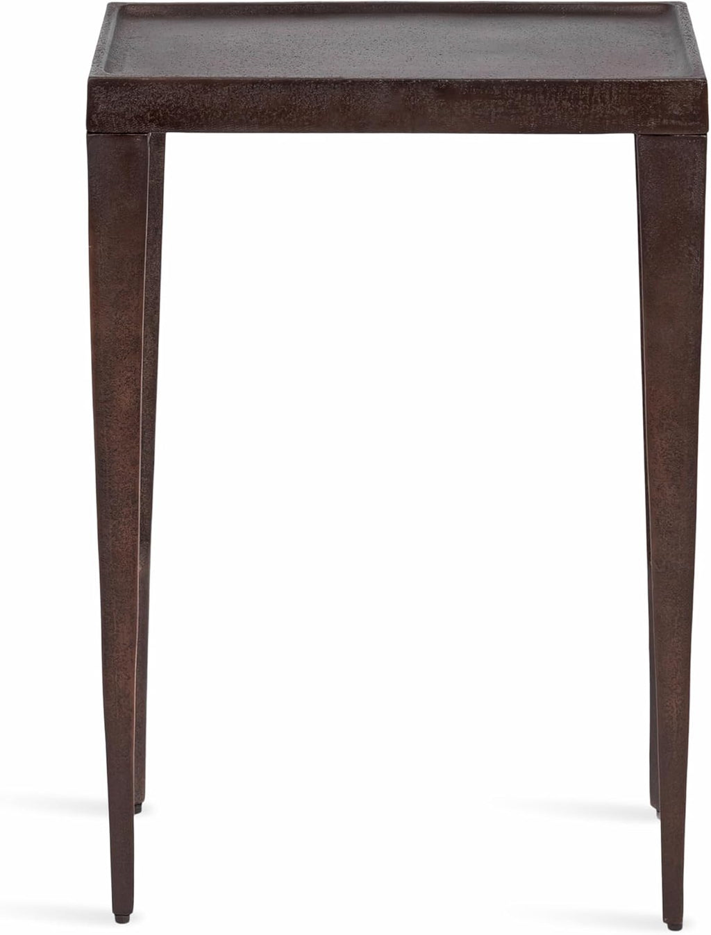 Kate and Laurel Rava Modern Cast Aluminum Metal Narrow Side Table, 16 x 8 x 25, Bronze, Slim Bedroom Nightstand for Use as Bedside Table or Skinny Living Room End Table