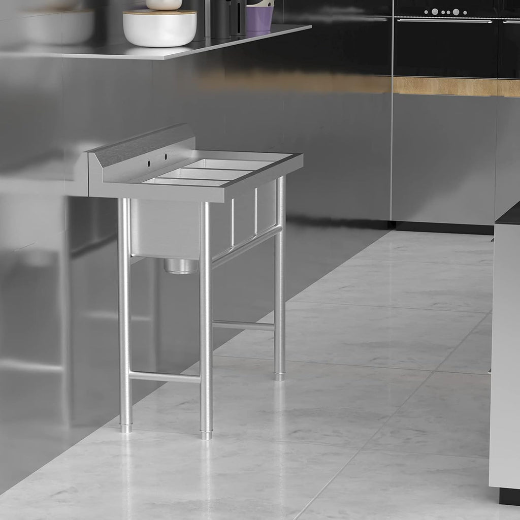 Bonnlo 3-Compartment NSF 304 Stainless Steel Utility Sink Commercial Grade Laundry Tub Culinary Sink for Outdoor Indoor, Garage, Restaurant, Kitchen, Laundry/Utility Room - 39' W x 18' D x 40.2' H