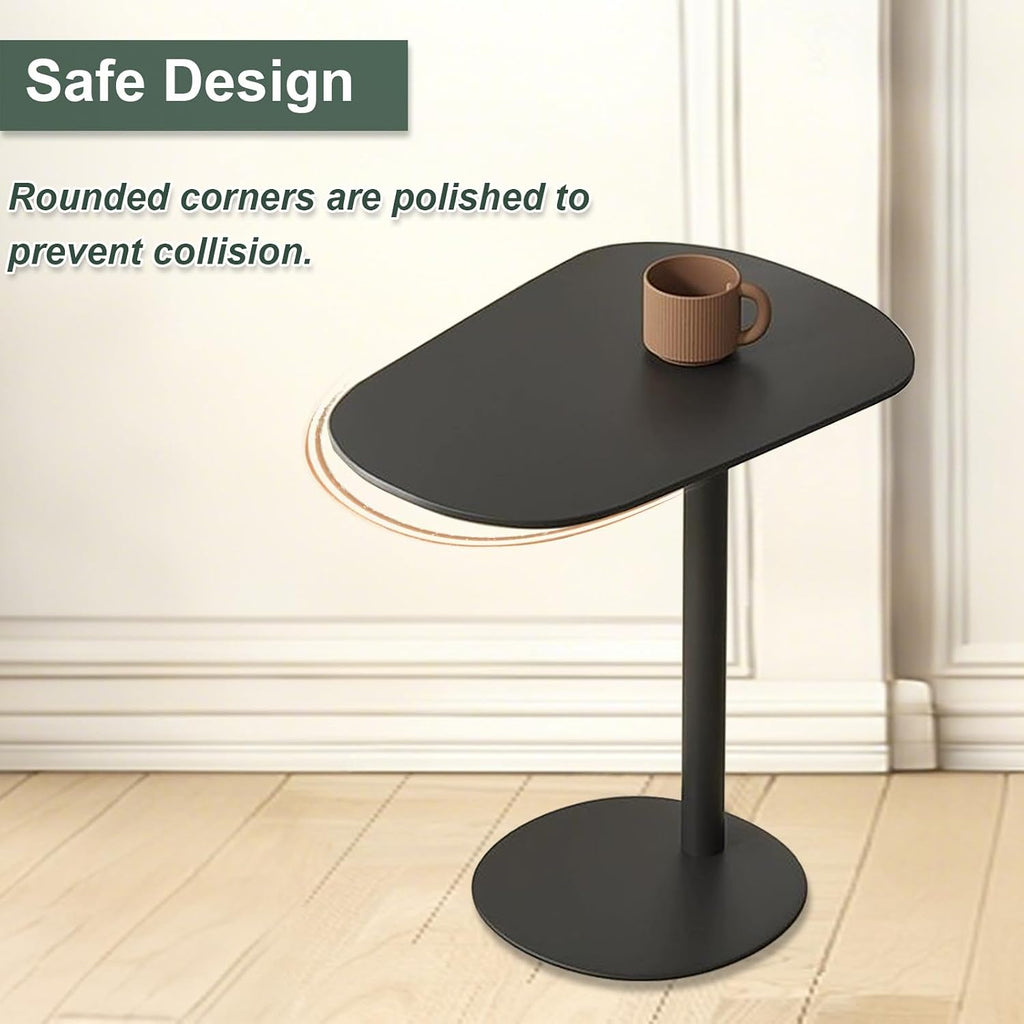 Metal C Shaped Side Table, Modern C Shaped End Table for Sofa/Bed, Small Iron Couch Tables that Slide Under, Slim Coffee Snack Tv Trays for Bedroom Living Room Bathroom (27.6' H, Black)