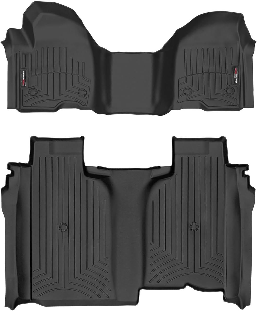 WeatherTech Custom Fit FloorLiners for Chevrolet Silverado 1500 LTD, Sierra 2500HD / 3500HD, Sierra 1500-1st Row (OTH) & 2nd Row (4414911-4414365), Black