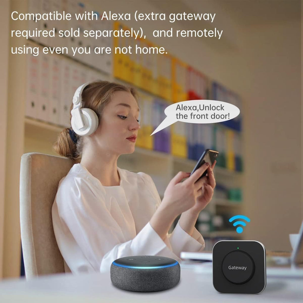Smart Lock Front Door Set - SMONET Keyless Entry Door Lock with Handle Smart Front Door Lock Set Fingerprint Smart Deadbolt Bluetooth Electronic Digital Keypad Lock Auto Compatible with Alexa