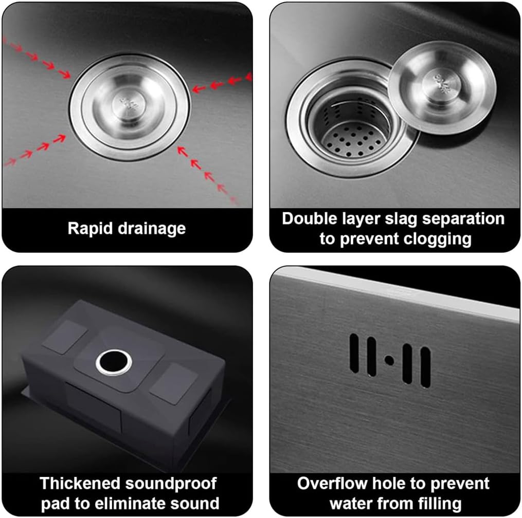 Drop in Stainless Steel Kitchen Sink, 16 Gauge Single Bowl Kitchen Sink, Black 3 Hole Workstation Sink, Topmount Bar Sink, Farmhouse Workstation Sink with Multiple Accessories (23.6 x 17.7in)