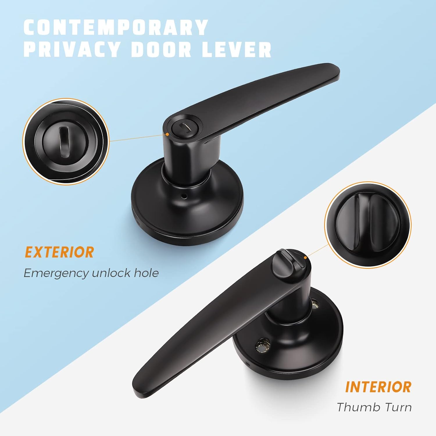 KNOBWELL 10 Pack Door Levers Matte Black Bedroom Door Handles with Lock Privacy Door Handles Interior Door Knobs(Lock with NO Key)