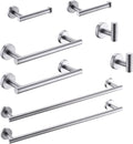 GIMILI 2 Pack 4 Piece Bathroom Hardware Set Brushed Nickel,Stainless Steel Bathroom Accessories Set, Towel bar Kit Wall Mounted, Toilet Paper Holder, Towel Bars, Robe Hook,Towel Rails and Rings