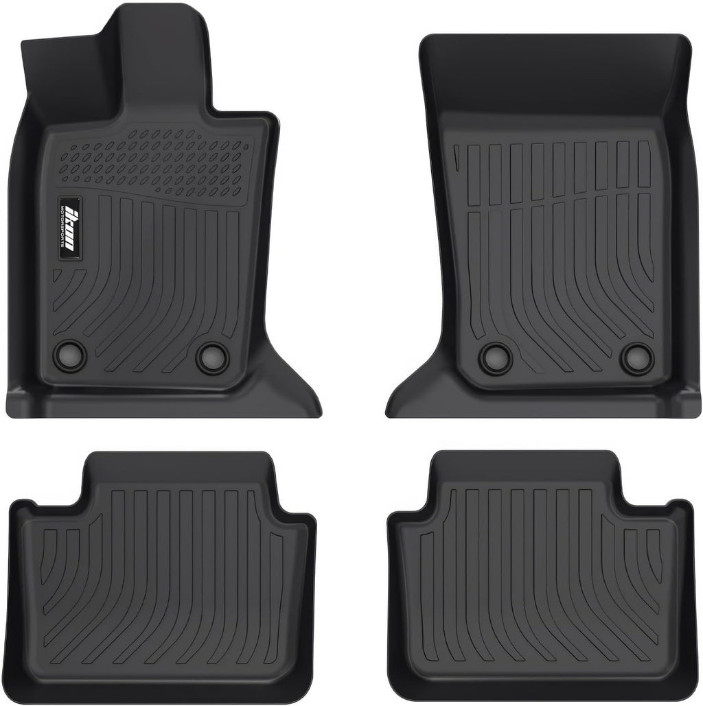 IKON MOTORSPORTS 3D TPE Floor Mats, Compatible with 2024-2025 Porsche Panamera 4, All Weather Waterproof Non-Slip Floor Liners, Front & 2nd Row Full Set Car Interior Accessories, Black 4PCS