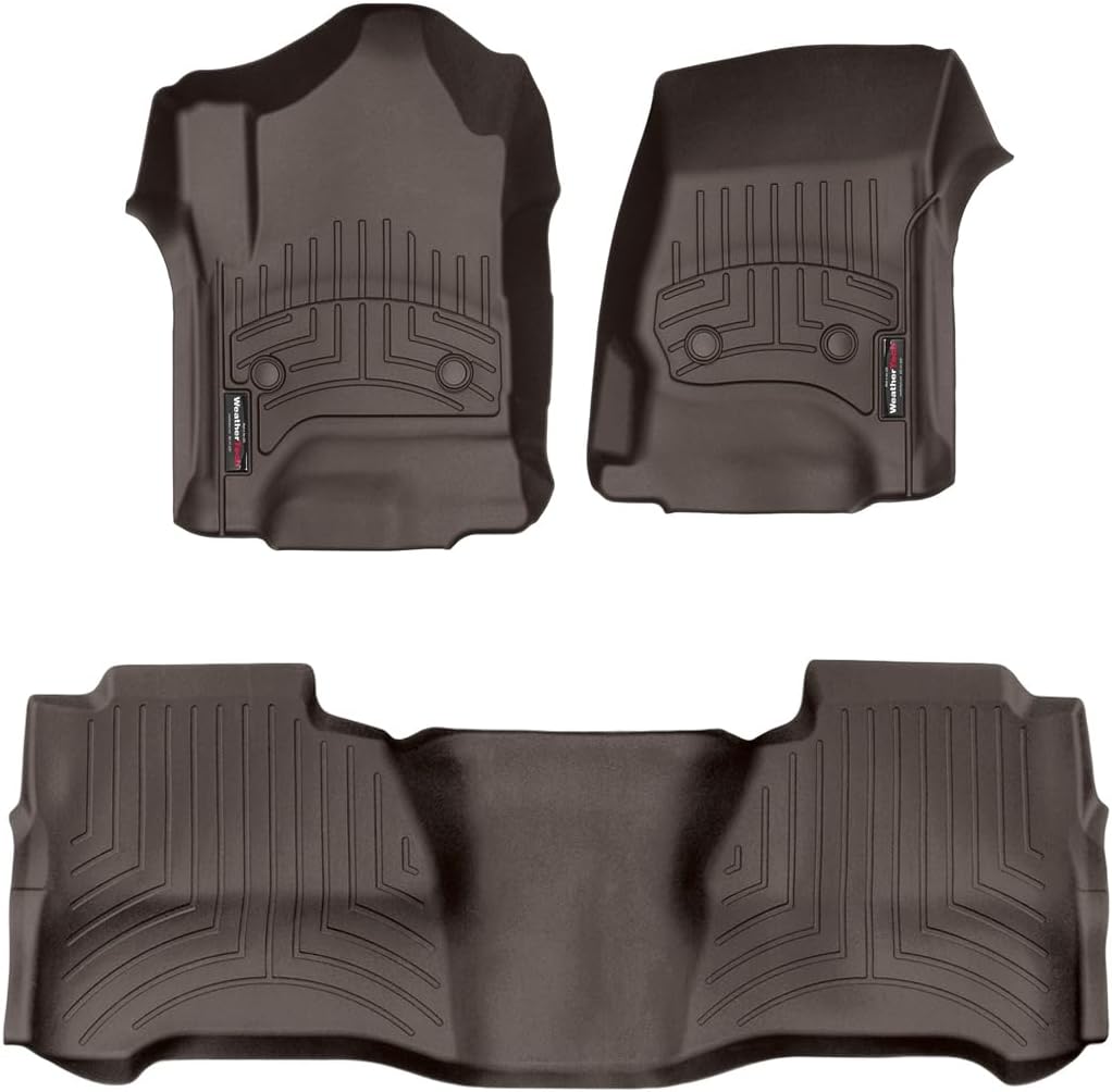 WeatherTech Custom Fit FloorLiners for Chevrolet Silverado 2500HD/3500HD, Sierra 2500HD / 3500HD, Sierra 2500HD / 3500HD - 1st & 2nd Row (477221-475424), Cocoa