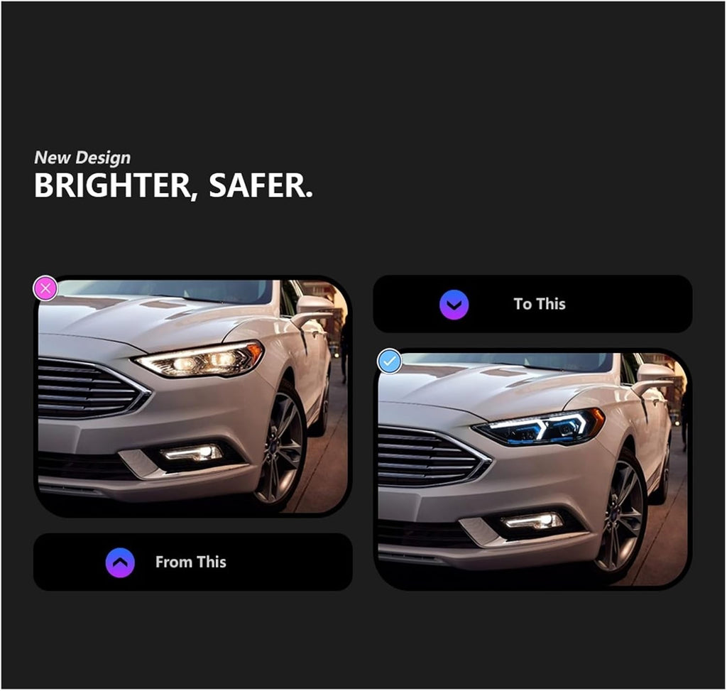Car Lights Compatible With Headlight Fusion Headlights 2013-2020 Compatible With Mondeo BMW Models LED Headlights Dynamic Signal Animation DRL Modified(2013-2016)