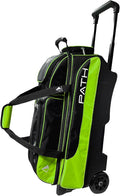 Pyramid Path Triple Premium Deluxe Roller Bowling Bag With Extra Large Separate Shoe Compartment (Up To US Mens Size 16) and 5 Accessory Pockets, 5' Wheels, Retractable Locking Handle - Extends to 42'