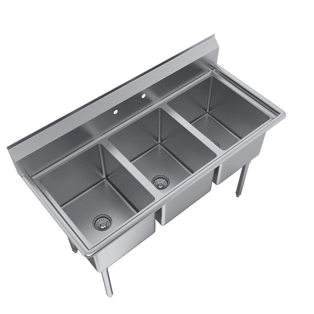 Elkay Foodservice E-Series 3-Compartment Sink, #4 Finish, 16'l x 20'w x 12'd (E3C16X20-0X)
